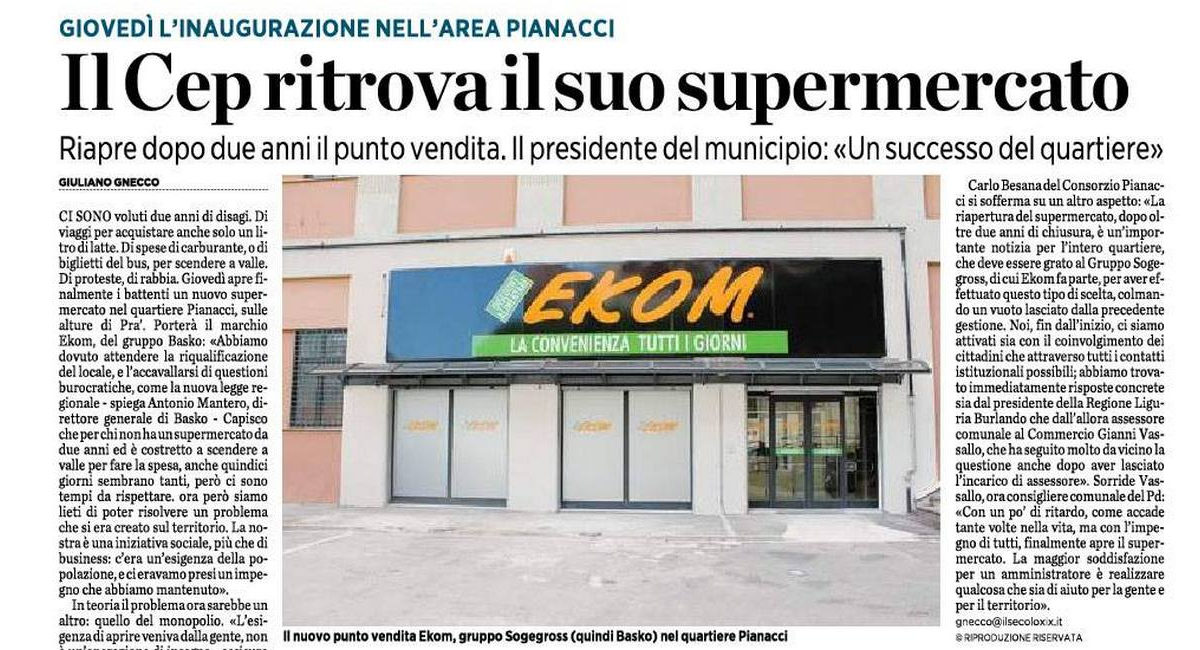 Il Cep ritrova il suo supermercato