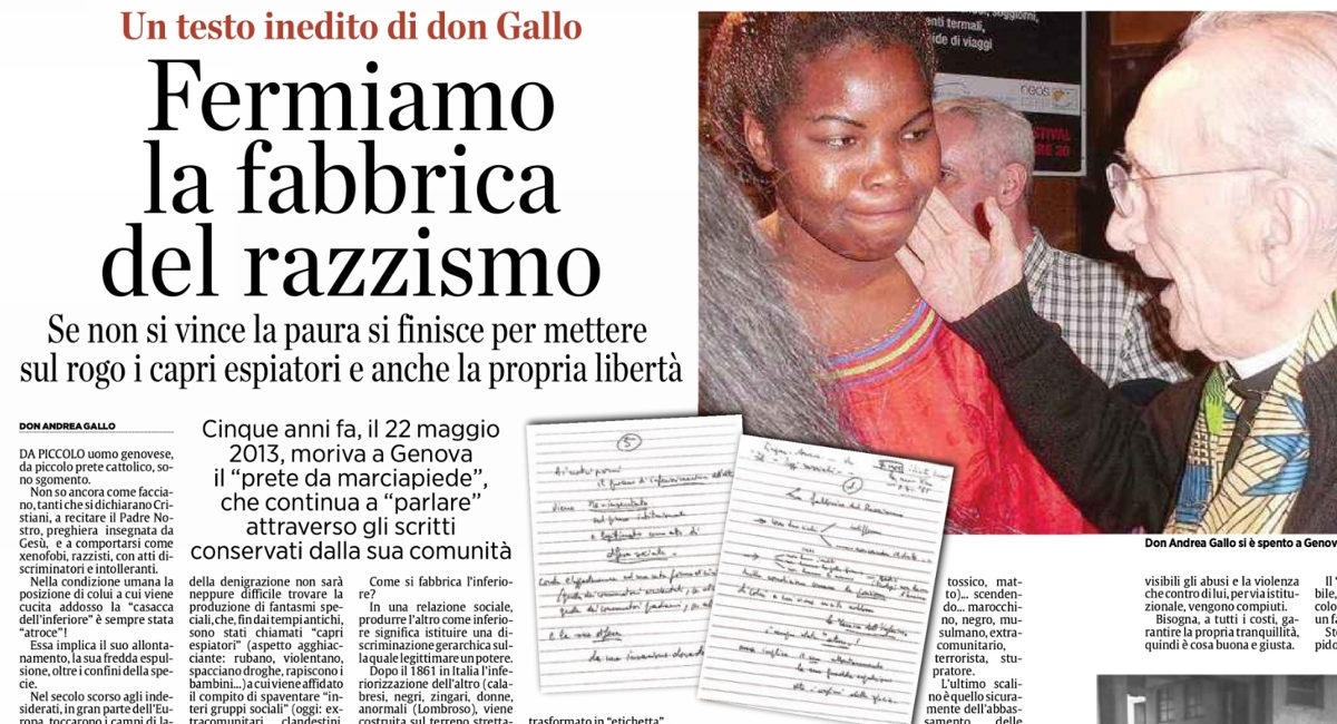 Don Gallo e “La fabbrica del razzismo” (2008, ma sembra scritta ieri…)