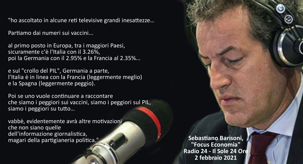 Vaccinazioni, crollo del PIL: Sebastiano Barisoni punta il dito contro i disfattisti e le inesattezze televisive